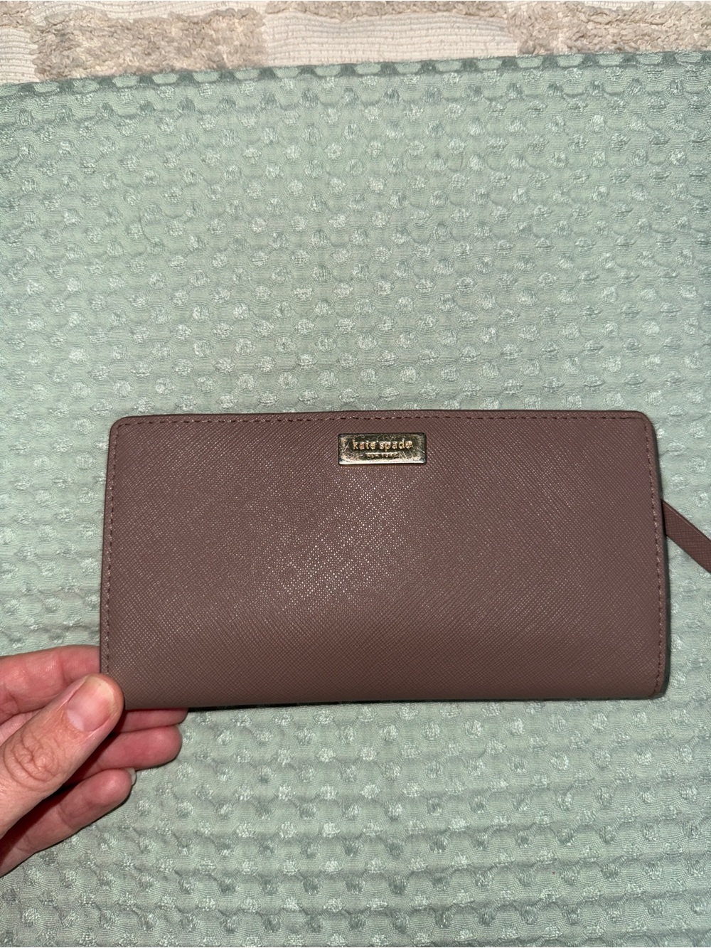 Kate‎ Spade Laurel Way Neda Zip Around Wallet Mauve Taupe Saffiano Leather